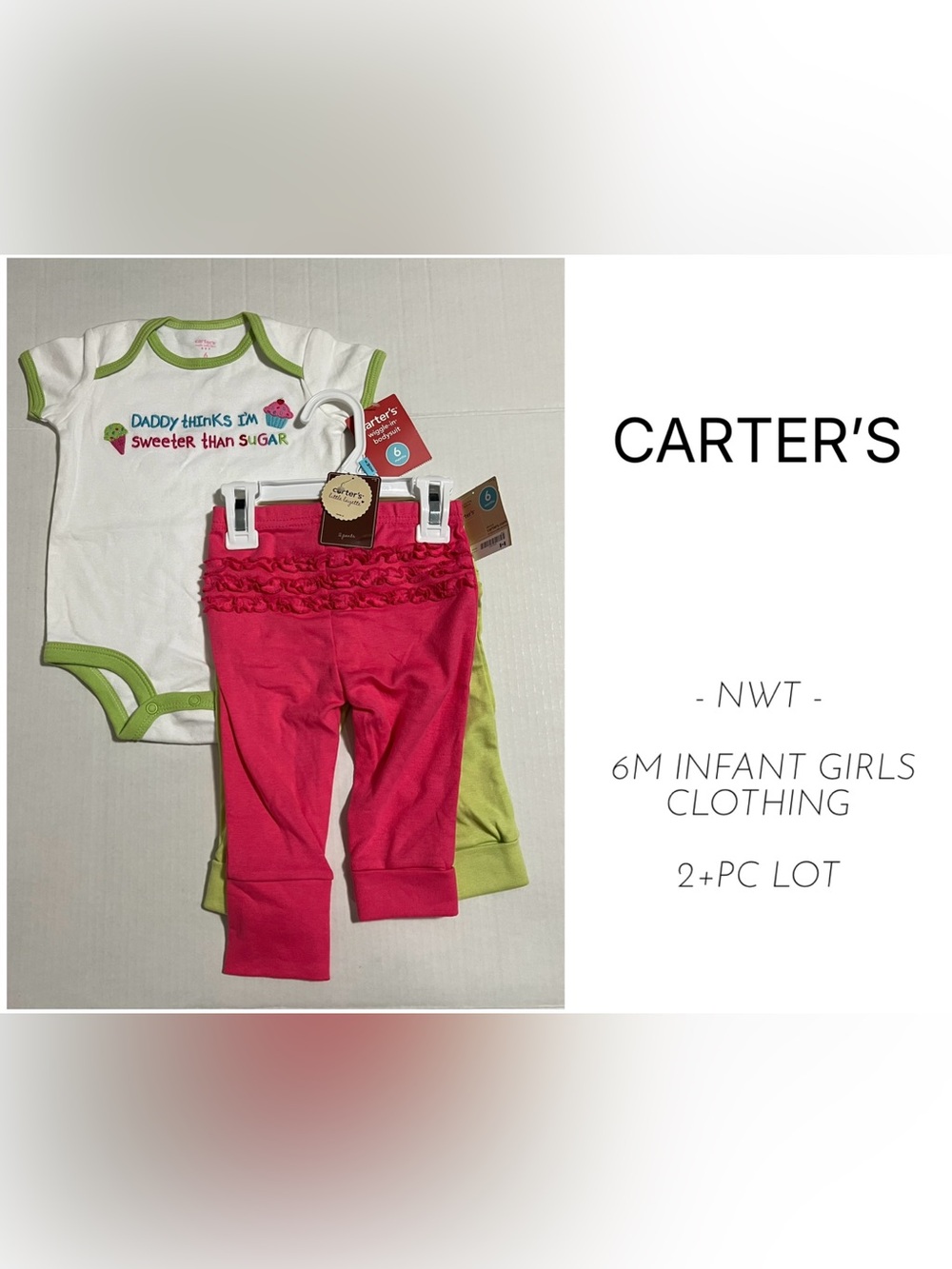 CARTER’S - 6M - NWT - INFANT GIRLS 2+PC ONESIE AND PANT LOT